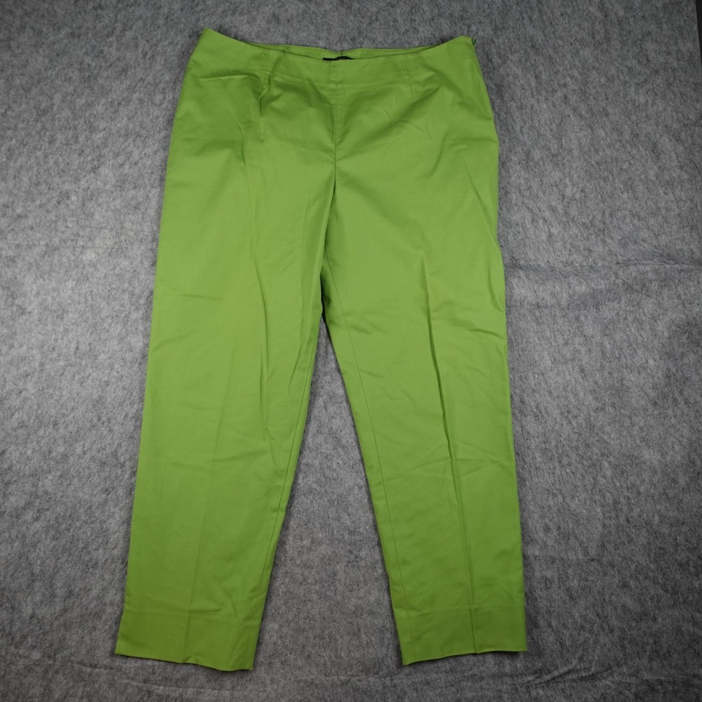 Lafayette 148 Pants Women 12 Green Cotton Stretch Side Zip Tapered Leg Dress